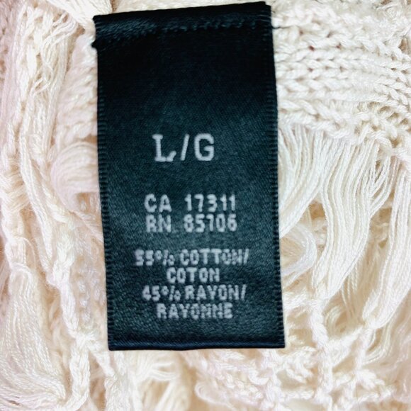 Buffalo lace crochet knit womens top cropped poncho boho color vanilla sz Large - Picture 13 of 16